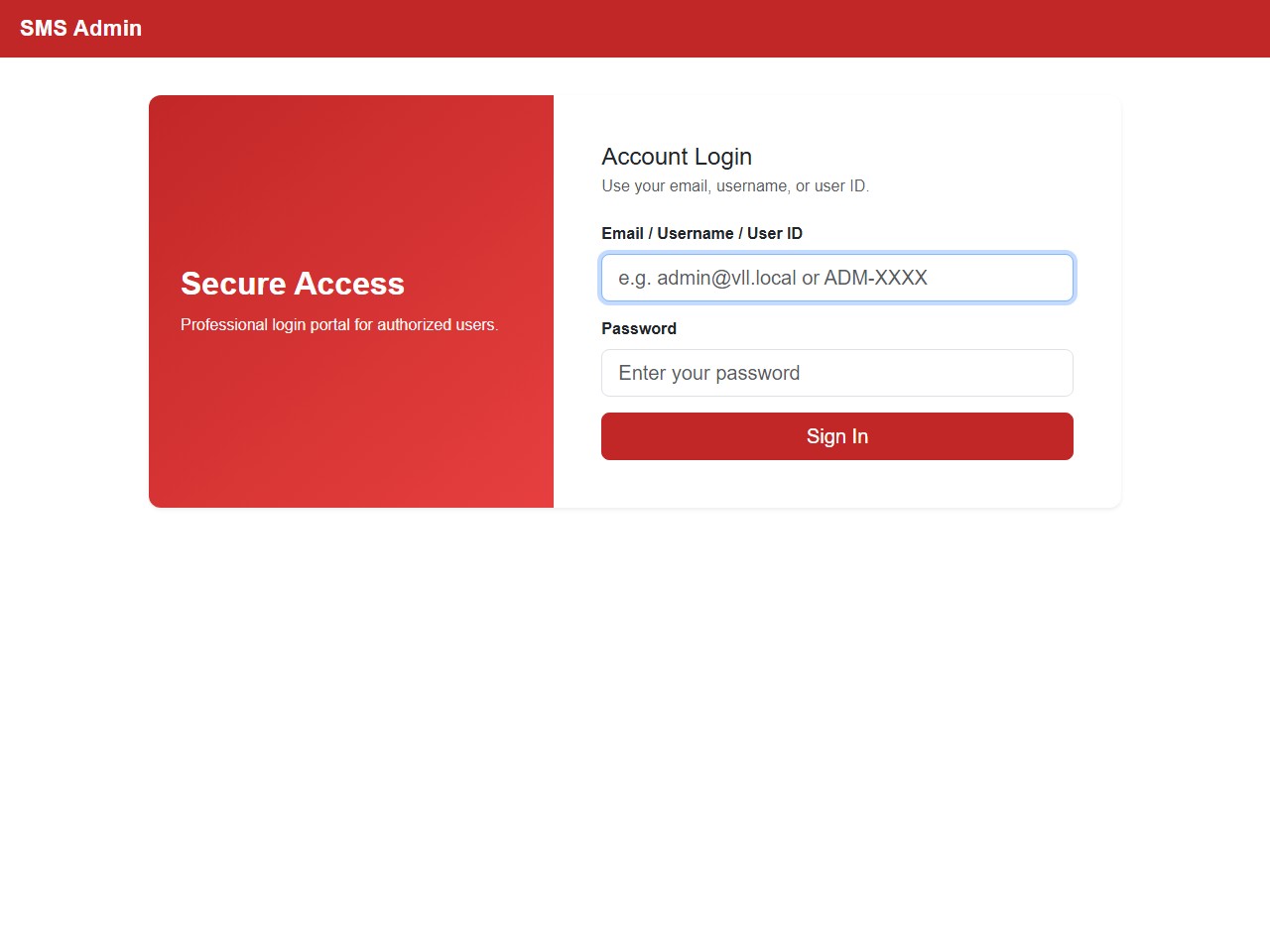 VLL Admin dashboard login for Victoria Lush Limited